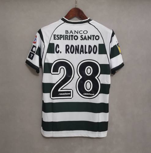 Retro Jersey Sporting Lisbon 2001-2003 Home C. RONALDO 28 Home Soccer Jersey