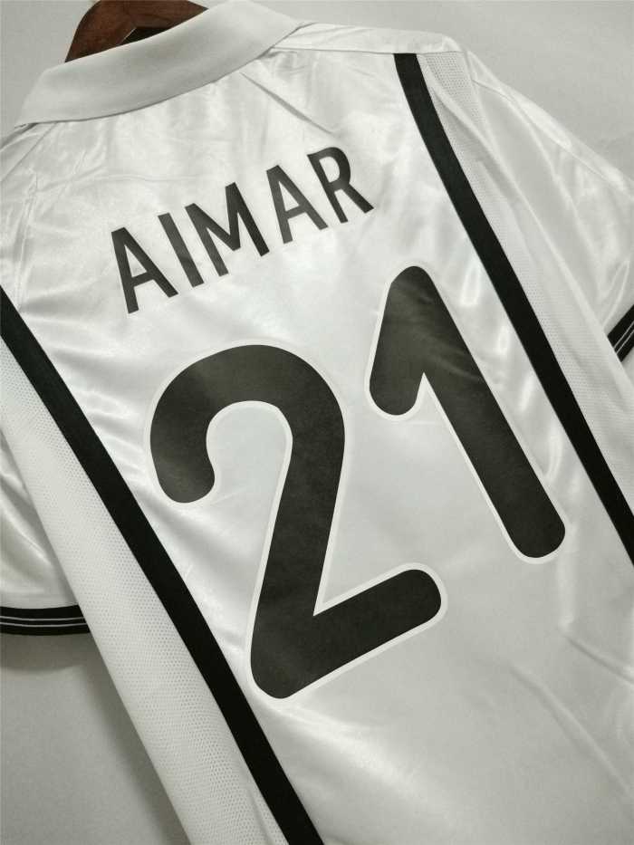 with Front Lettering+UCL Patch Retro Shirt Valencia Camisetas de Futbol 2000-2001 Valencia AIMAR 21UEFA Champions League Home Vintage Soccer Jersey