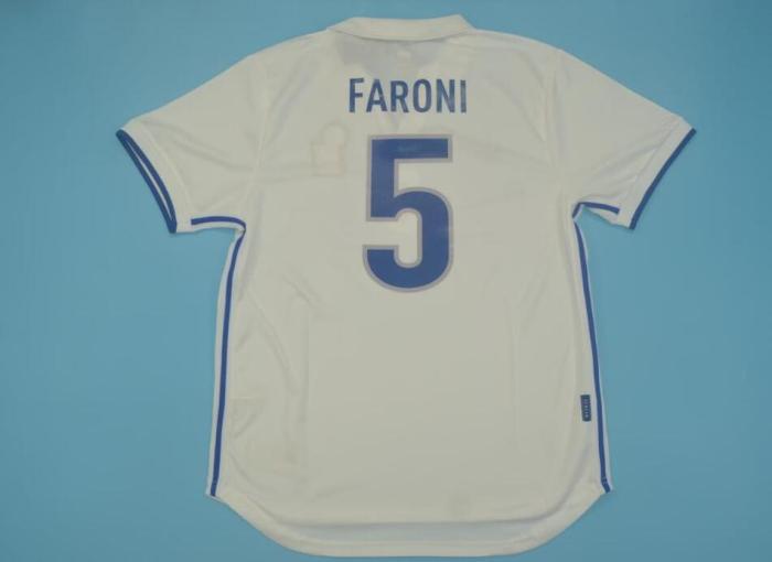 Retro Jersey 1998 Italy FARONI 5 Away White Soccer Jersey Vintage Football Shirt