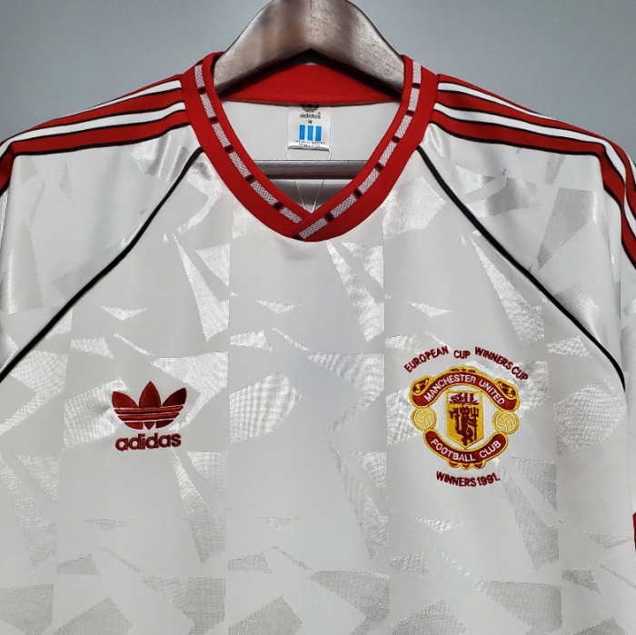 Retro Jersey 1991 Manchester United White Soccer Jersey Vintage Football Shirt