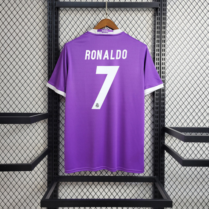 Retro Jersey 2016-2017 Real Madrid RONALDO 7 Away Purple Soccer Jersey Vintage Football Shirt
