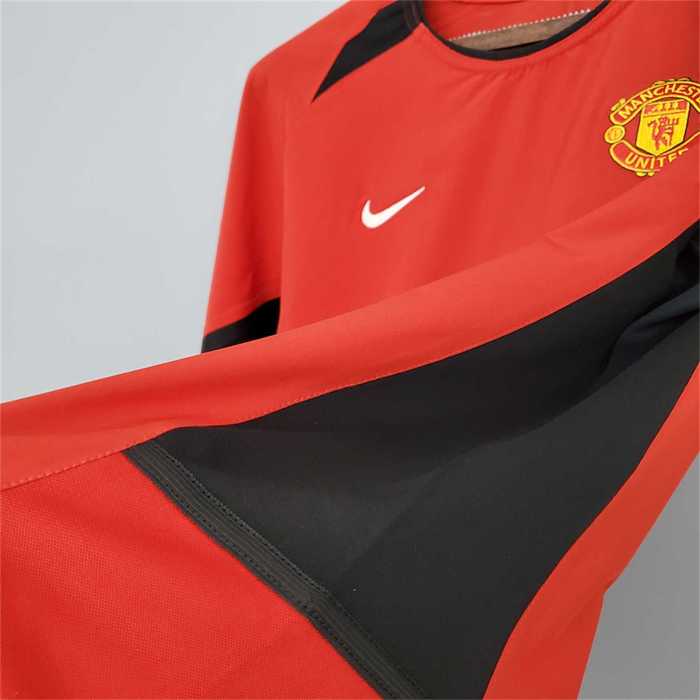 Retro Jersey Long Sleeve 2002-2004 Manchester United Home Soccer Jersey Vintage Football Shirt