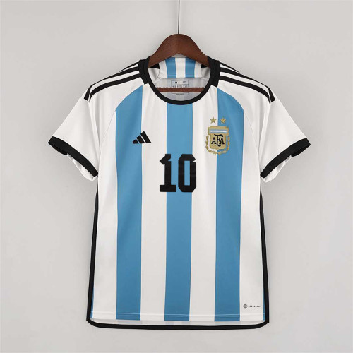 New font MESSI Argentina 2022 Home Soccer Jersey