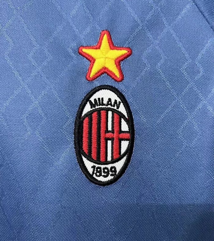 Retro Jersey 1995-1996 AC Milan MALDINI 3 Away Blue Soccer Jersey Vintage Football Shirt