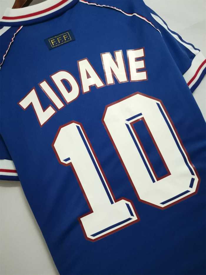 with Front Lettering Retro Jersey 1998 France ZIDANE 10 Home Soccer Jersey