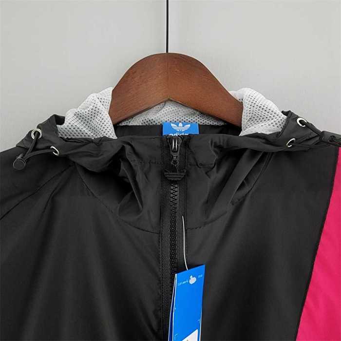 AD Black Blue Red Soccer Windbreaker Jacket