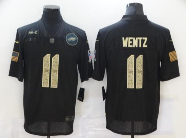 Philadelphia Eagles 11 WENTZ Black Camo 2020 Salute To Service Limited Jersey