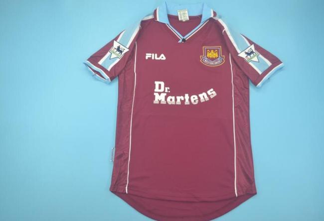 with EPL Patch Retro Jersey 1999-2001 West Ham United Home Soccer Jersey Vintage Football Shirt