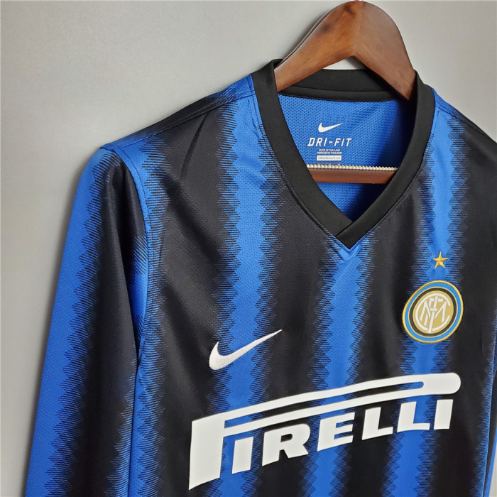 Retro Jersey Inter Milan 2010-2011  Home Long Sleeve Soccer Jersey