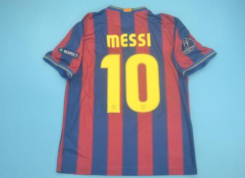 with Golden FIFA+UCL Patch Retro Jersey 2009-2010 Barcelona 10 MESSI Home Soccer Jersey