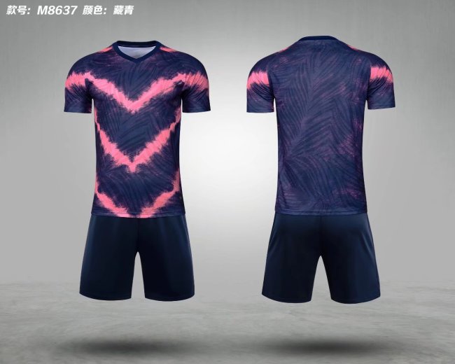 M8637 NAVY Blank Soccer Training Jersey Shorts