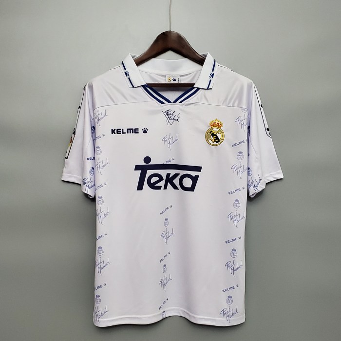 with LFP Patch Retro Jersey Real Madrid 1994-1996 Home Soccer Jersey Vintage Football Shirt