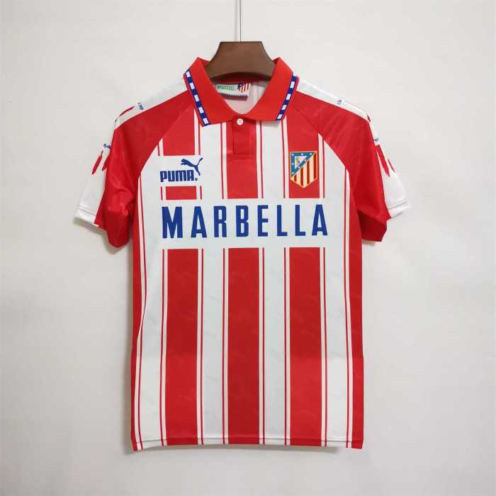 Retro Jersey 1994-1995 Atletico Madrid Home Soccer Jersey Vintage Football Shirt