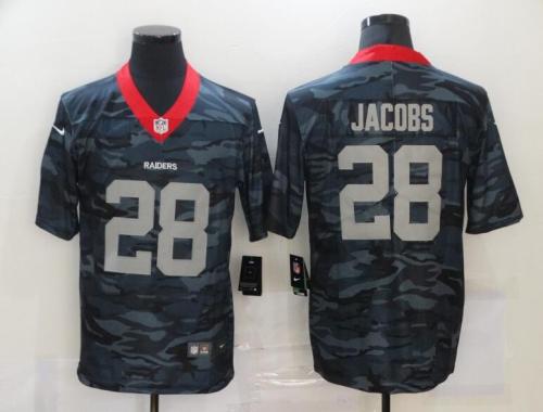 Oakland Raiders 28 JACOBS Black Camo 2020 Salute To Service Limited Jersey