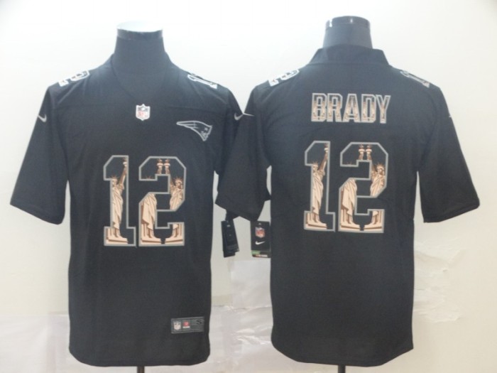 New England Patriots 12 BRADY Black Statue of Liberty Limited Jersey