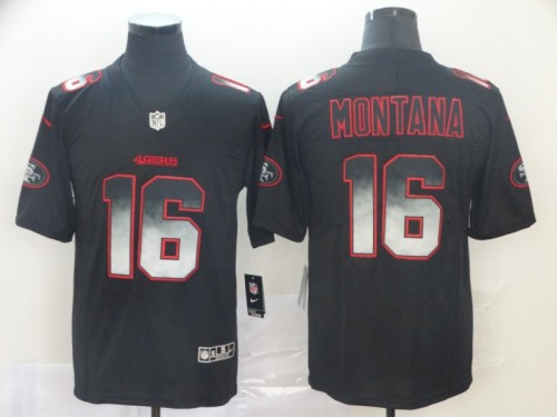 San Francisco 49ers #16 MONTANA Black/Red NFL Jersey