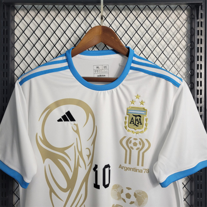 Fans Version 2023 Argentina White Champions Version Soccer Jersey