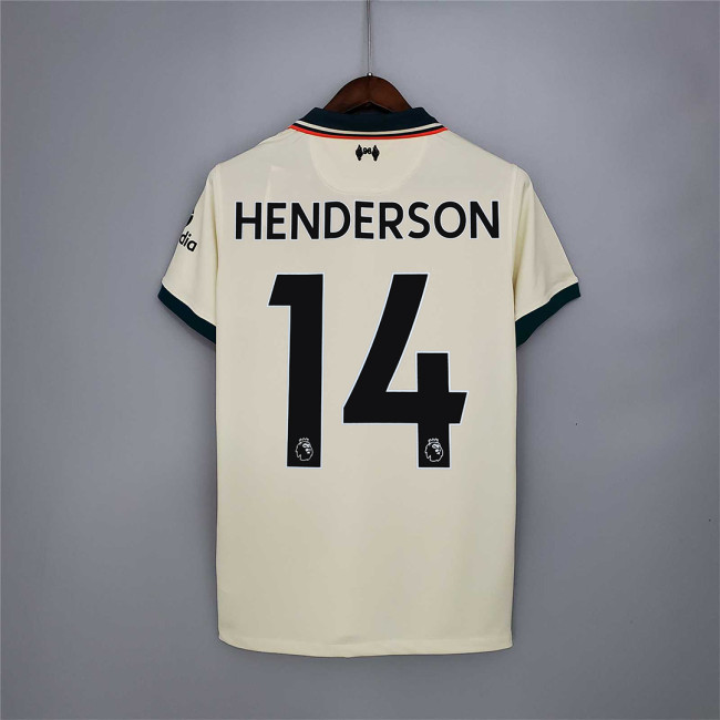 Retro Jersey 2021-2022 Liverpool 14 HENDERSON Away Soccer Jersey