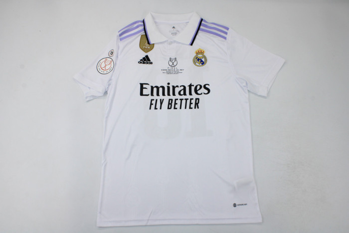 with Front Lettering Patch Fan Version Real Madrid 2023 COPA DE REY FINAL Home Soccer Jersey Real RODRYGO 21 Futbol Shirt