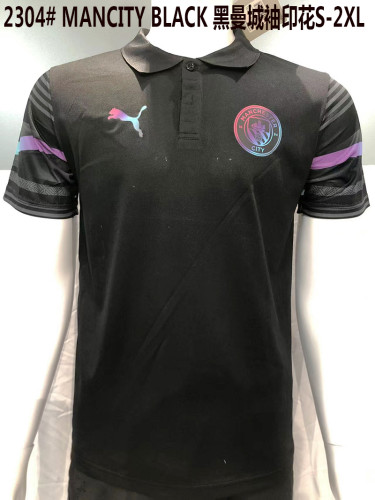 #2304 Manchester City Black Soccer Polo