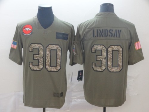Denver Broncos 30 Phillip Lindsay 2019 Olive Camo Salute To Service Limited Jersey