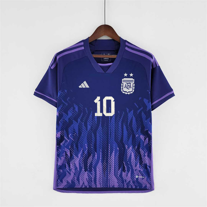 Fans Version 2022 World Cup Argentina MESSI 10 Away Purple Soccer Jersey