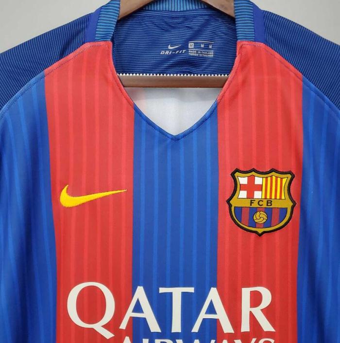 Retro Jersey 2016-2017 Barcelona Home Blue/Red Soccer Jersey Vintage Football Shirt
