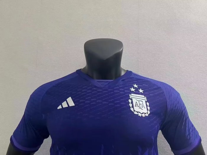 with 3 Stars Player Version 2022 World Cup Argentina Away Purple Soccer Jersey