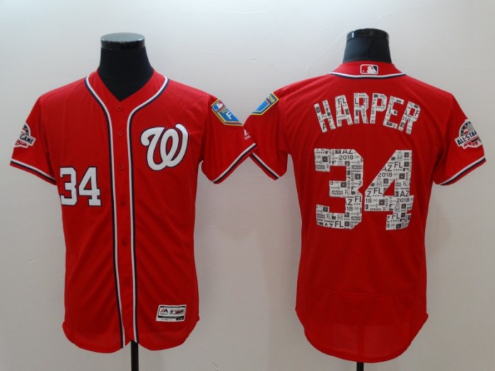 Washington Nationals 34 HARPER Red MLB Jersey