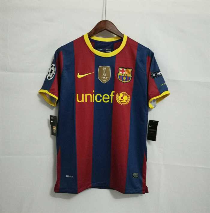 with Front Patch+UCL Patch Retro Jersey 2010-2011 Barcelona A.INIESTA 8 Home Soccer Jersey