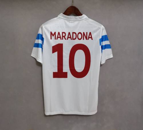 Retro Jersey 1988-1989 Calcio Napoli MARADONA 10 Away White Soccer Jersey