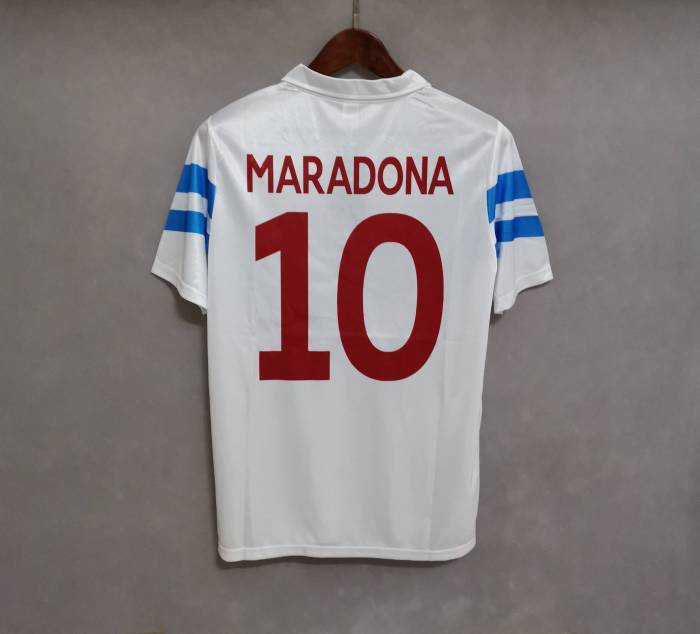 Retro Jersey 1988-1989 Calcio Napoli MARADONA 10 Away White Soccer Jersey