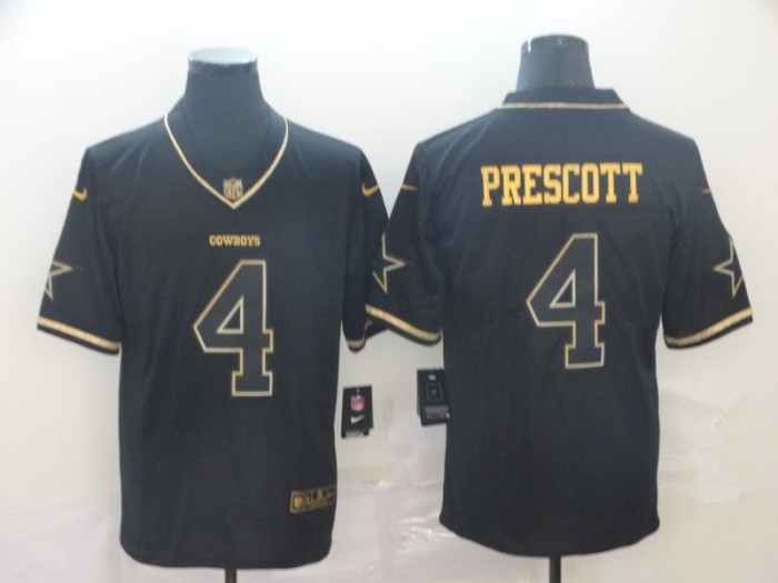 Dallas Cowboys 4 Dak Prescott Black Gold Throwback Vapor Untouchable Limited Jersey