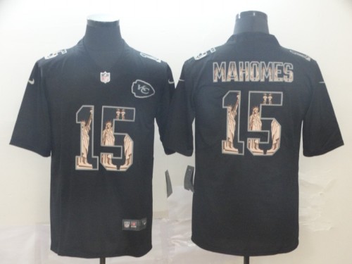 Kansas City Chiefs 15 MAHOMES Black Statue of Liberty Limited Jersey