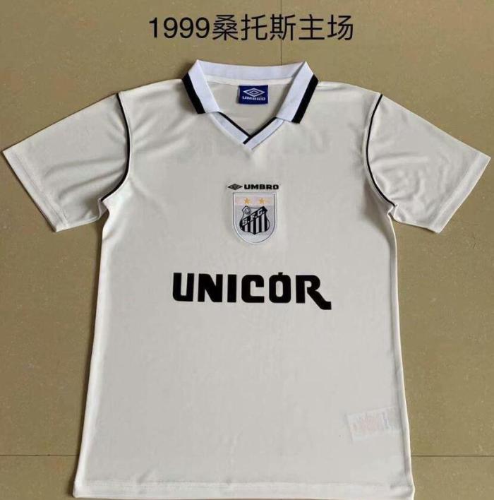 Retro Jersey 1999 Santos Home White Soccer Jersey Vintage Football Shirt