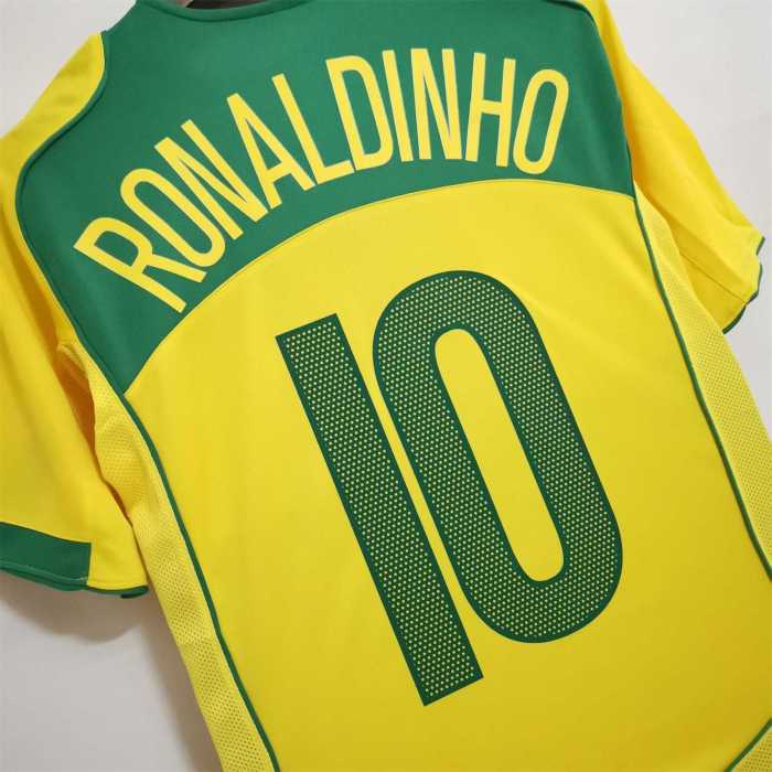 Retro Jersey 2004 Brazil Home RONALDINHO 10 Home Soccer Jersey Vintage Football Shirt