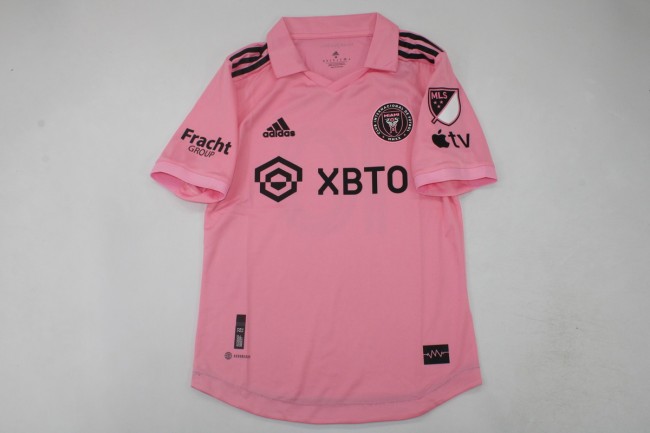 with Fracht GROUP+MLS Patch Fan Version 2023-2024 Inter Miami Home Soccer Jersey Football Shirt