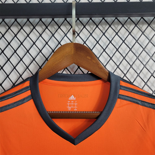 Long Sleeve Retro Camisetas de Futbol 2013-2014 Real Madrid Third Away Orange Soccer Jersey Real Football Shirt