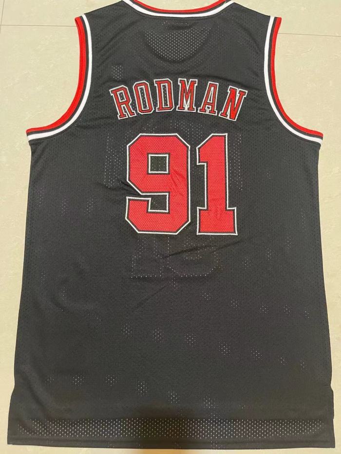 Mitchell&ness 1997-98 Chicago Bulls Black Basketball Shirt 91 RODMAN Classic NBA Jersey