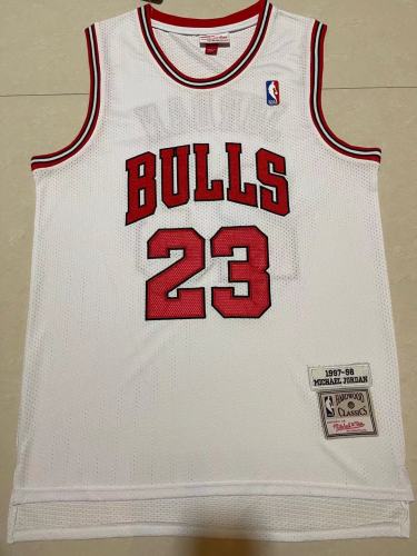 Mitchell&ness 1997-98 Chicago Bulls White Basketball Shirt 23 JORDAN Classic NBA Jersey