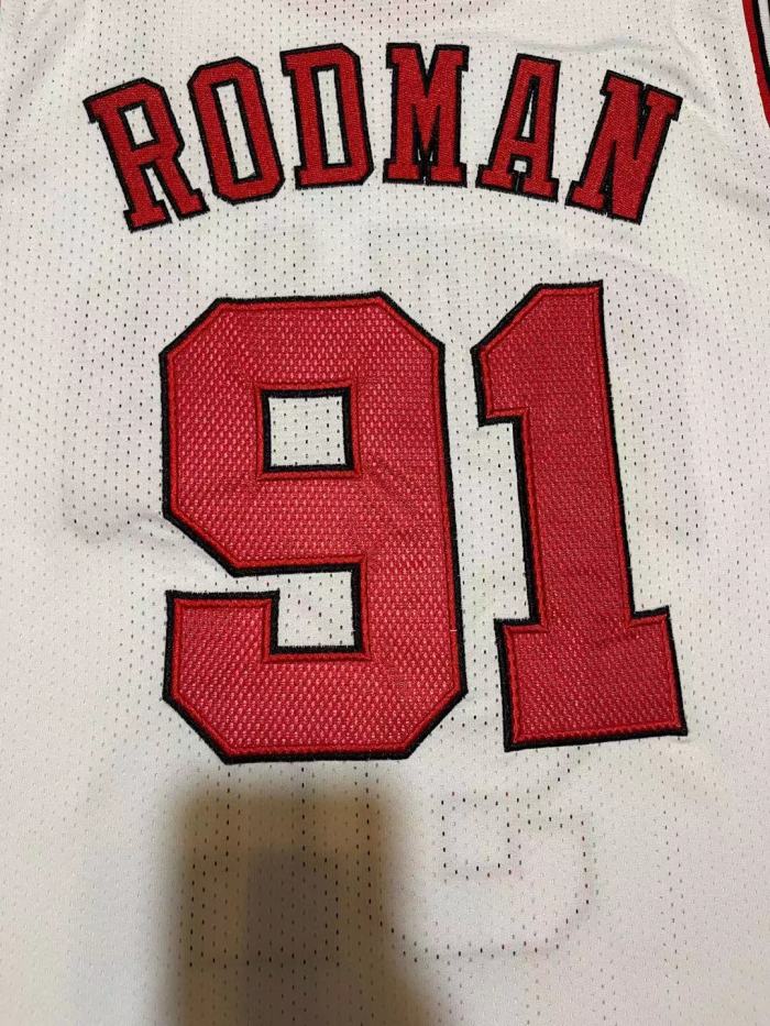 Mitchell&ness 1997-98 Chicago Bulls White Basketball Shirt 91 RODMAN Classic NBA Jersey