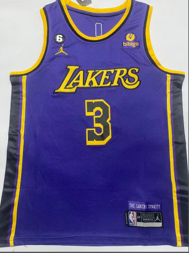 2023 Jordan Los Angeles Lakers 3 DAVIS Purple NBA Jersey Basketball Shirt