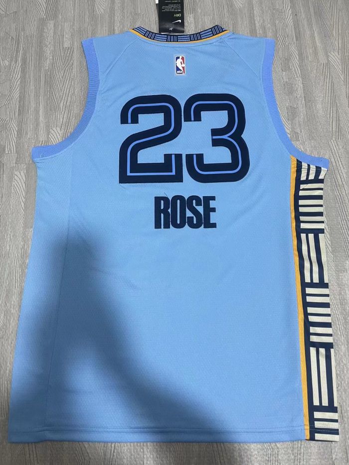 New Season Memphis Grizzlies 23 ROSE Blue NBA Jersey Basketball Shirt