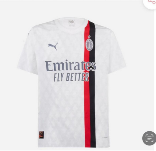 Rafa Leão 10 Shirt Fan Version 2023-2024 AC Milan Away White Soccer Jersey
