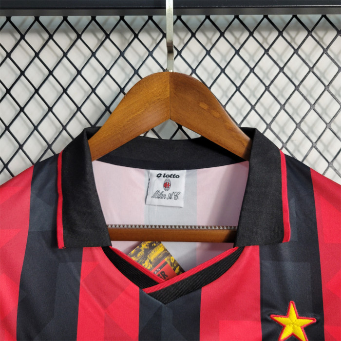 Retro Jersey 1993-1994 AC Milan Home Soccer Jersey Vintage Maillot de Foot