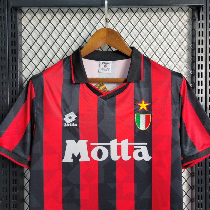 Retro Jersey 1993-1994 AC Milan Home Soccer Jersey Vintage Maillot de Foot