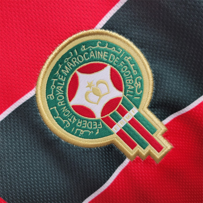 Long Sleeve Retro Jersey 1998 Morocco 3rd Away Red Soccer Jersey Vintage Football Shirt