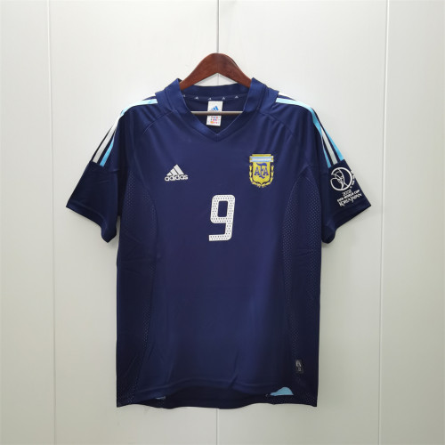 Retro Jersey 2002 Argentina 9 BATISTUTA Away Blue Soccer Jersey Vintage Football Shirt