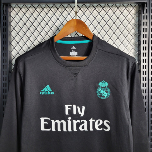 Retro Jersey Long Sleeve 2017-2018 Real Madrid Away Black Soccer Jersey