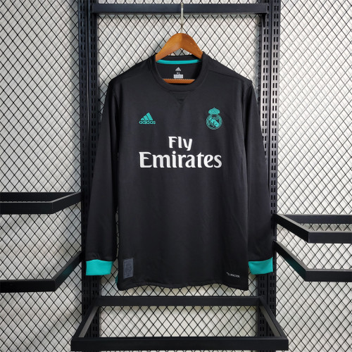Retro Jersey Long Sleeve 2017-2018 Real Madrid Away Black Soccer Jersey